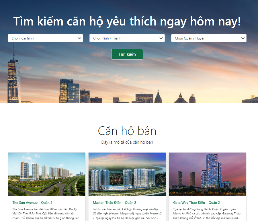 Xây dựng website bất động sản